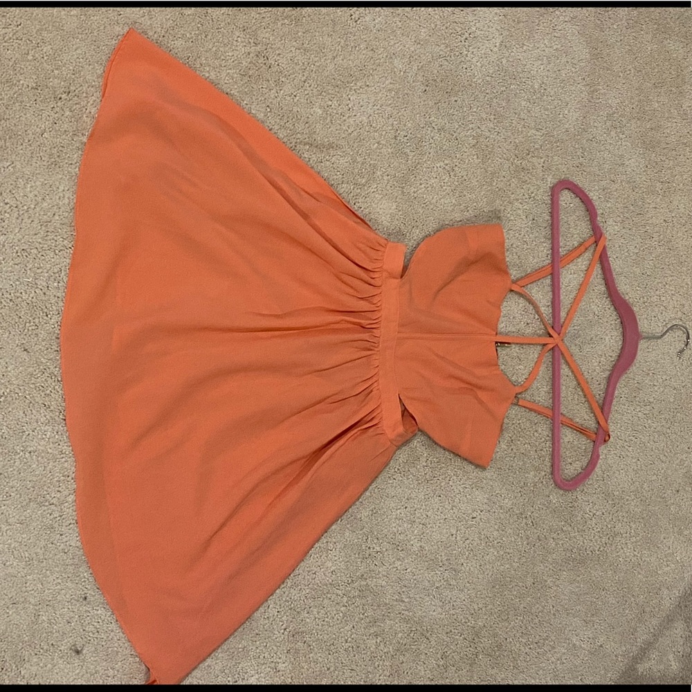 Peach colored Cut Out Mini Dress